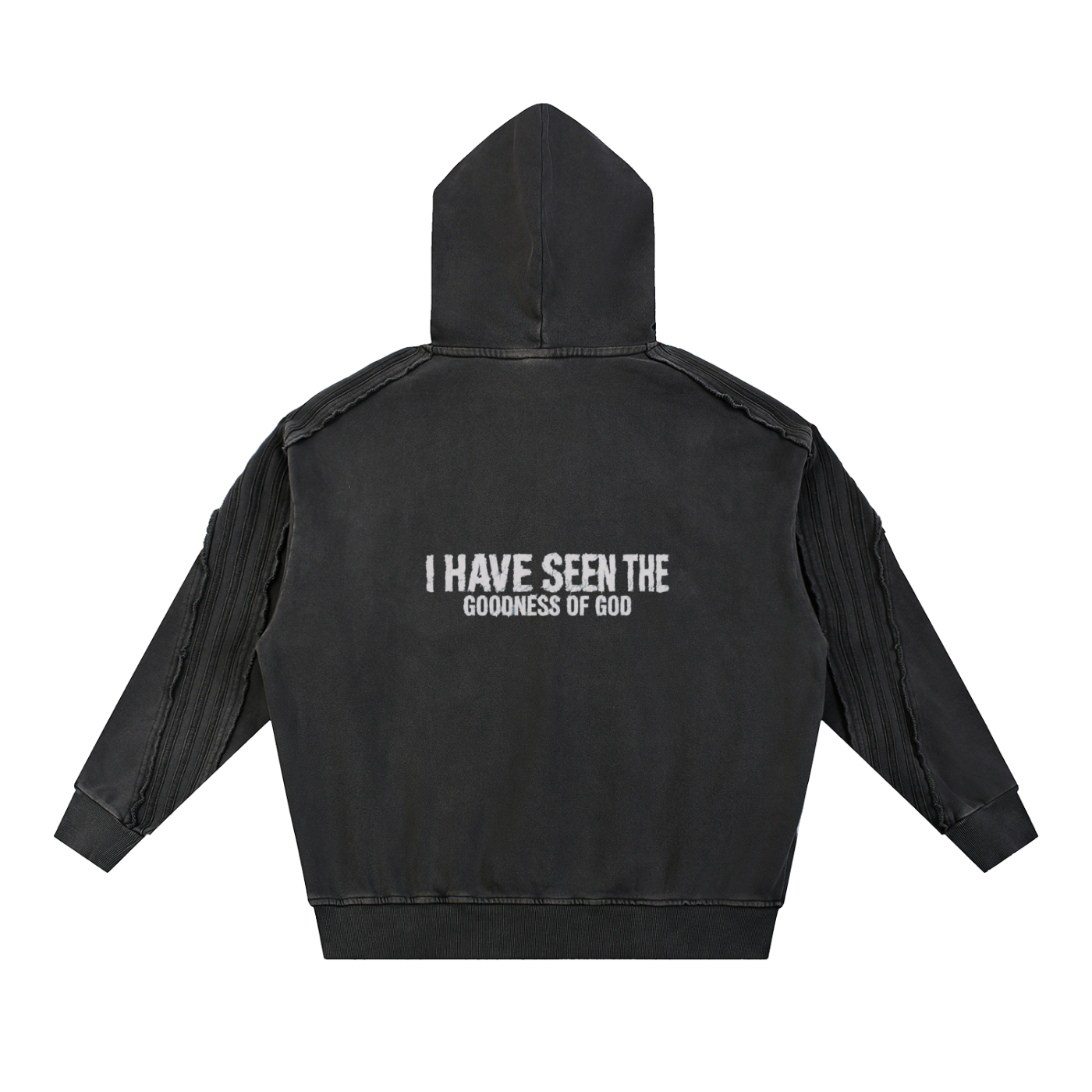 Snow Washed Tape Raw Edge Hoodie