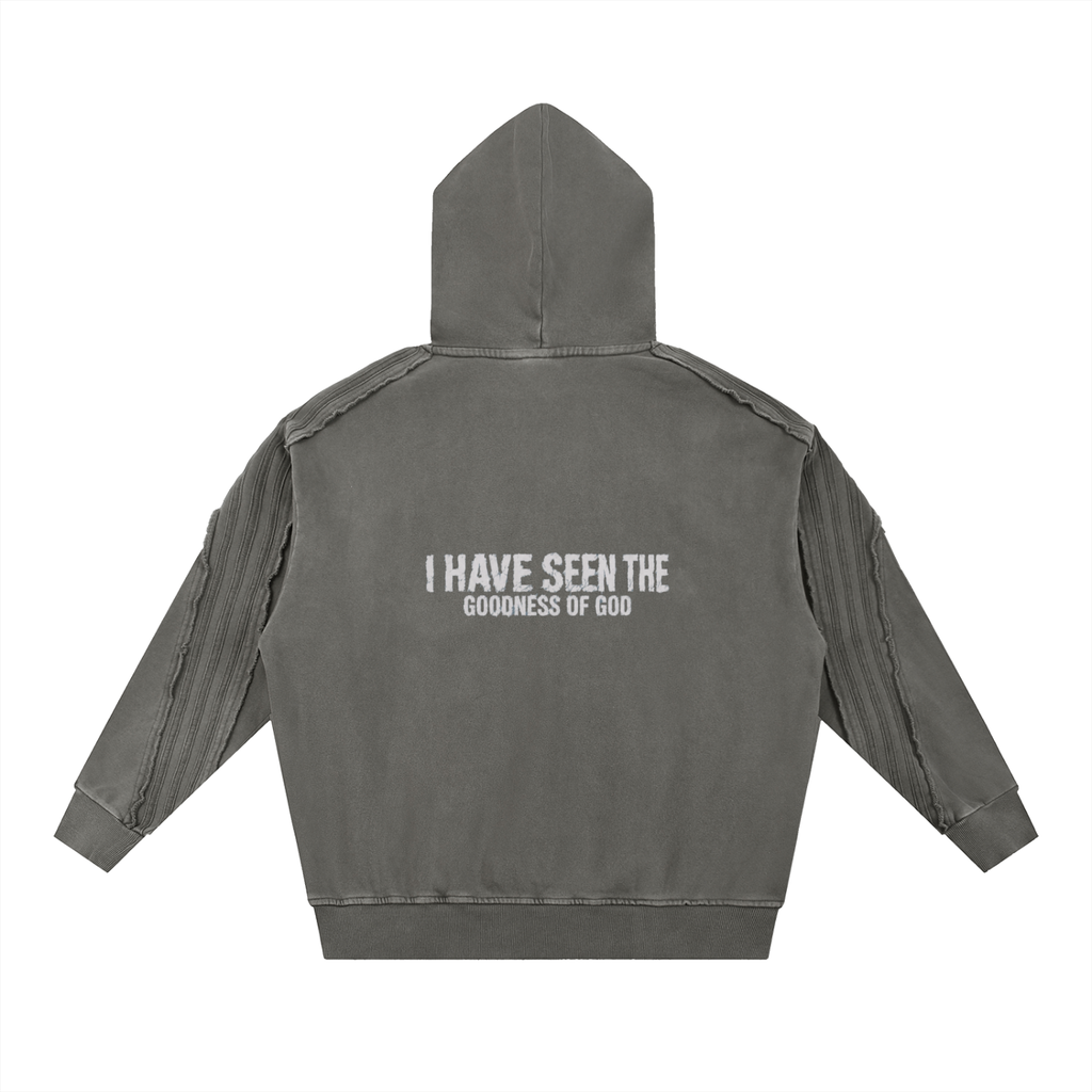 Snow Washed Tape Raw Edge Hoodie