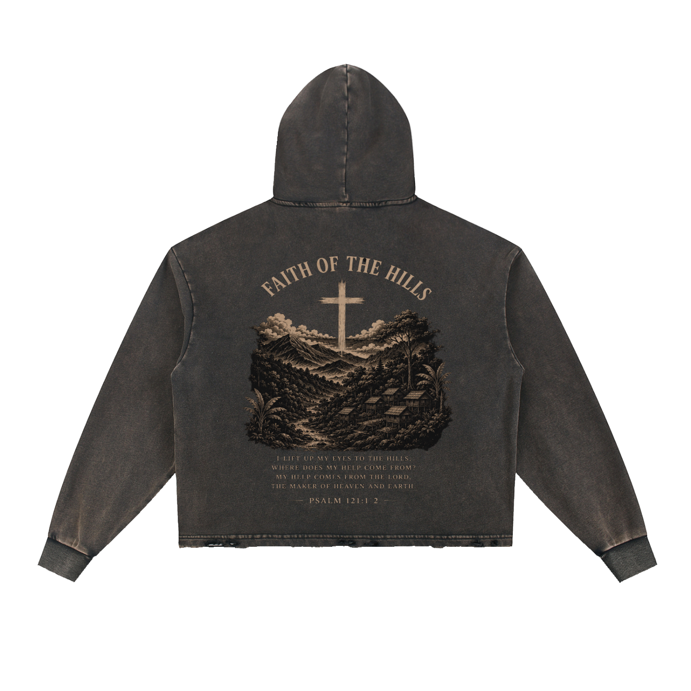 Vintage Washed Frayed-Hem Hoodie